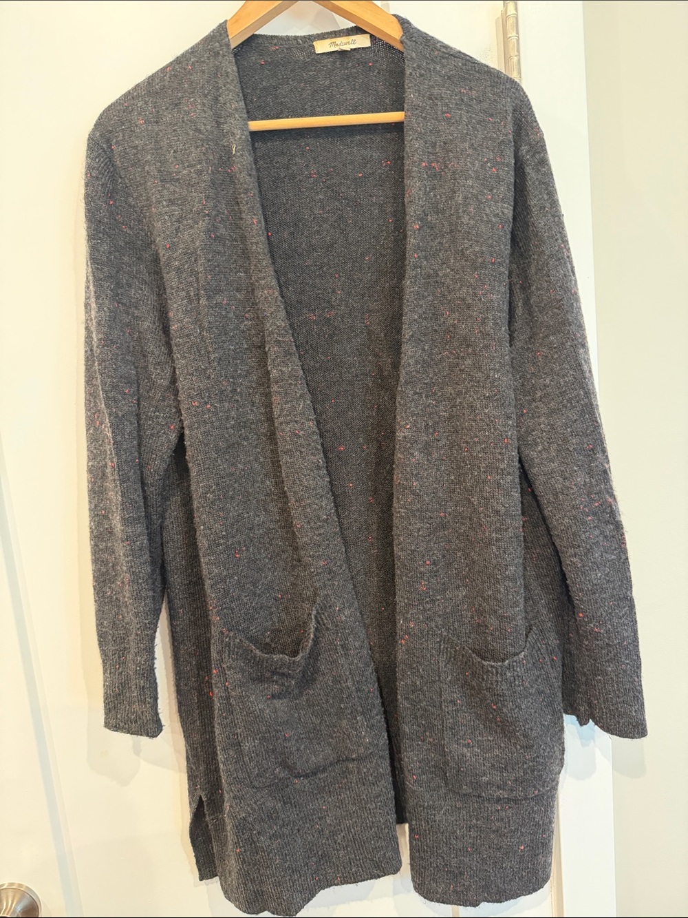 Madewell Women's Cardigan - Dark Gray with Red Flecks - Large